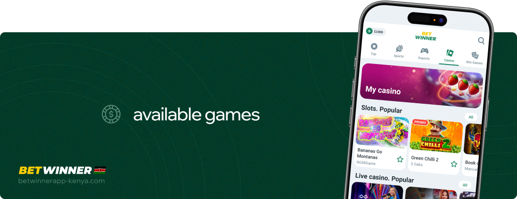 Available games Betwinner APP Kenya