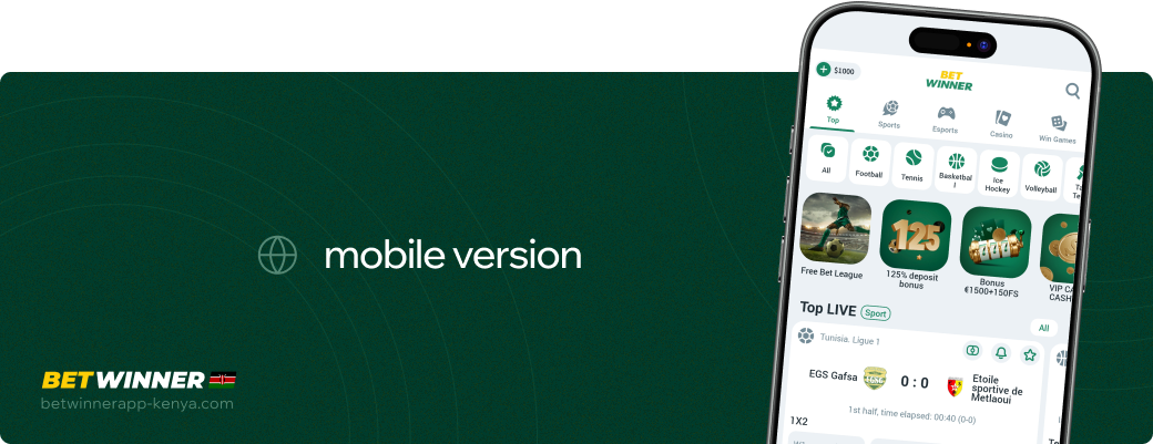 Mobile version Betwinner APP Kenya